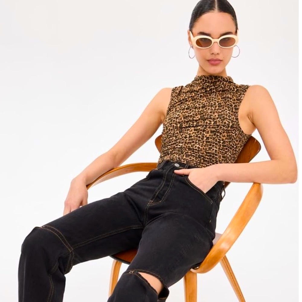 Miaou ‘Cam’ Chic Leopard Print Sleeveless Top, NEW - Picture 4 of 16